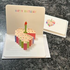 2 Colorful Birthday Pop-Up Cards Set of 2 Pop Up Heart Shaped Cake Card NWT